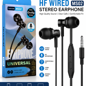Techsters HF Wired MS02 Stereo Wired Earphones with Microphone and 3.5mm Jack – MR Electro Pakistan