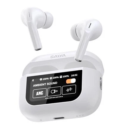 SAIYA T80 AirPods ANC White Wireless Earbuds with Noise Cancellation